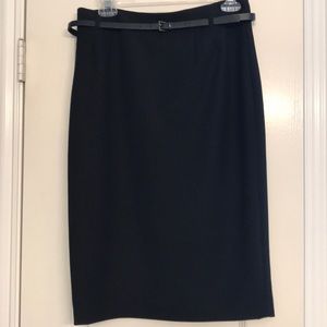 Belted Black Pencil Skirt